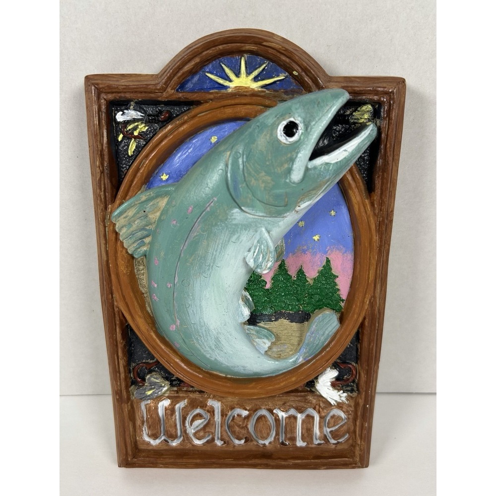 VTG Rainbow Trout 3D Wall Decor Welcome Sign Stone Carruth Studios 1993 8.25"